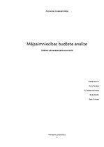 Referāts 'Mājsaimniecības budžeta analīze', 1.