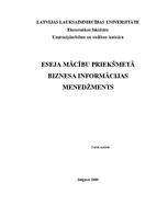 Eseja 'Eseja mācību priekšmetā "Biznesa informācijas menedžments"', 1.