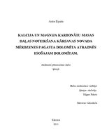 Referāts 'Kalcija un magnija karbonātu masas daļas noteikšana Kārsavas novada Mērdzenes pa', 1.
