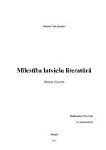 Referāts 'Mīlestība latviešu literatūrā', 1.