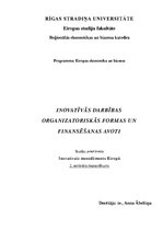 Konspekts 'Inovatīvās darbības organizatoriskās formas un finansēšanas avoti', 1.