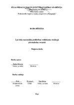 Diplomdarbs 'Latviešu nacionālās piederības veidošanās vecākajā pirmsskolas vecumā', 1.