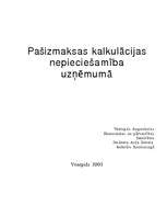 Referāts 'Pašizmaksas kalkulācijas nepieciešamība uzņēmumā', 1.