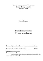 Referāts 'Romantisms Eiropā', 1.