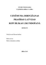 Referāts 'Uzņēmuma dibināšanas prasības Latvijas Republikas likumdošanā', 1.