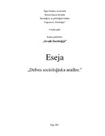 Eseja 'Dzīves socioloģiska analīze', 1.