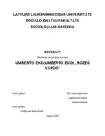 Referāts 'Umberto Eko "Rozes vārds"', 1.