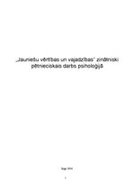 Referāts 'Jauniešu vērtības un vajadzības', 1.