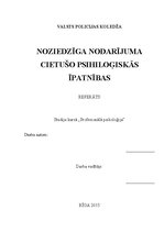 Referāts 'Noziedzīgā nodarījumā cietušo psiholoģiskās īpatnības', 1.