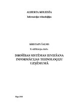 Diplomdarbs 'Drošības sistēmas ieviešana informācijas tehnoloģiju uzņēmumā', 1.