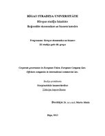 Konspekts 'Corporate Governance in European Union. European Company Law', 1.