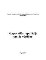 Referāts 'Korporatīvā reputācija un tās vērtības', 1.