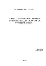 Referāts 'Starptautiskais valūtas fonds un Eiropas Rekonstrukcijas un attīstības banka', 1.