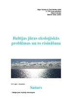 Referāts 'Baltijas jūras ekoloģiskās problēmas un to risināšana', 1.