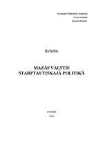 Referāts 'Mazās valstis starptautiskajā politikā', 1.