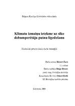 Referāts 'Klimata izmaiņu ietekme uz sīko dobumperētāju putnu ligzdošanu', 1.