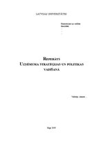 Referāts 'Uzņēmuma stratēģijas un politikas vadīšana', 1.