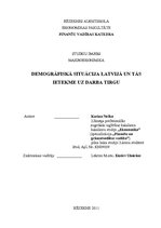 Referāts 'Demogrāfiskā situācija Latvijā un tās ietekme uz darba tirgu', 1.