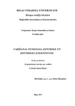 Konspekts 'Vadīšanas funkcijas. Kontrole un kontroles efektivitāte', 1.