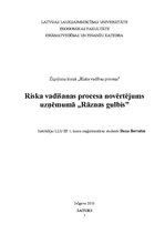 Referāts 'Riska vadīšanas procesa novērtējums uzņēmumā "Rāznas gulbis"', 1.