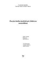 Konspekts 'Paražu tiesību institūti pēc folkloras materiāliem', 1.