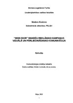 Referāts '“Miss Dior” smaržu reklāmas kampaņas vizuālā un pārliecināšanas komunikācija', 1.
