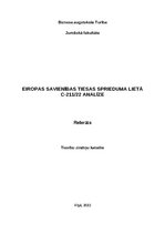 Referāts 'EIROPAS SAVIENĪBAS TIESAS SPRIEDUMA LIETĀ C-211/22 ANALĪZE', 1.