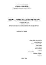 Diplomdarbs 'Klienta apmierinātības mērīšana viesnīcās', 1.