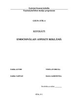 Referāts 'Emocionālais aspekts reklāmā', 1.