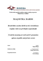 Diplomdarbs 'Kreativitātes nozīme darbā un tās veicināšanas iespējas valsts un privātajās org', 1.