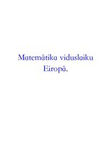Eseja 'Matemātika viduslaiku Eiropā', 1.