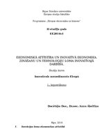 Konspekts 'Ekonomiskā attīstība un inovatīvā ekonomika. Zināšanu un tehnoloģiju loma inovat', 1.