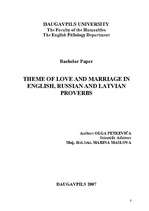 Diplomdarbs 'Theme of Love and Marriage in English, Russian and Latvian Proverbs', 2.