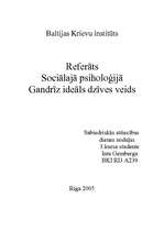 Referāts 'Gandrīz ideāls dzīves veids', 1.
