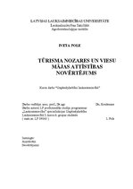 Referāts 'Tūrisma nozares un viesu mājas attīstības novērtējums', 1.