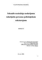 Referāts 'Seksuālo noziedzīgo nodarījumu izdarījušās personas psiholoģiskais raksturojums', 1.