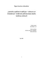 Referāts 'Latviešu sadzīves tradīcijas - vēsture un mūsdienas', 1.