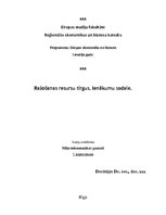 Konspekts 'Ražošanas resursu tirgus. Ienākumu sadale', 1.