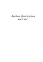Referāts 'Ražošanas faktoru jeb resursu klasifikācija', 1.