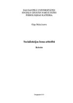 Referāts 'Socializācijas loma attīstībā', 1.