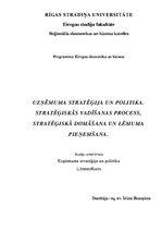 Konspekts 'Uzņēmuma stratēģija un politika. Stratēģiskās vadīšanas process, stratēģiskā dom', 1.