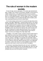 Eseja 'The Role of Woman in the Modern Society', 1.