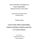 Konspekts 'Valsts loma tirgus ekonomikā. Fiskālā politika, budžeta deficīts un valsts parād', 1.