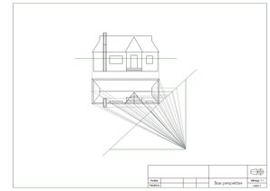 Paraugs 'Tēlotāja ģeometrijas 1. kursa 2. semestra MD3 - Ēkas perspektīve', 2.