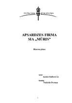 Biznesa plāns 'Apsardzes firma SIA "Mūris"', 1.