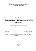 Referāts 'Uzņēmuma tēla veidošanas stratēģija SIA "Ksavers"', 1.