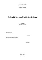 Referāts 'Subjektīvās un objektīvās tiesības', 1.