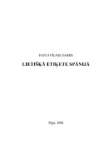 Konspekts 'Lietišķā etiķete Spānijā', 1.
