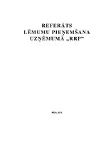 Referāts 'Lēmumu pieņemšana uzņēmumā SIA "RRP"', 1.