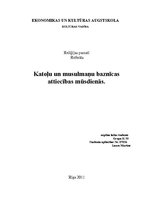 Referāts 'Katoļu un musulmaņu baznīcas attiecības mūsdienās', 1.